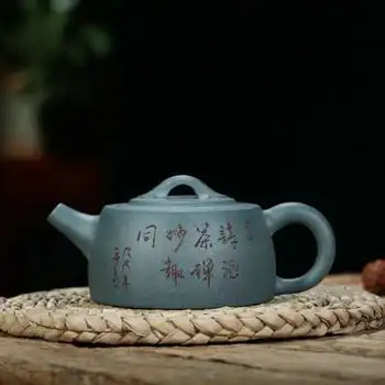 

Authentic Yixing Zisha Pot Original Mine Authentic Kung Fu Teapot Famous Hand-made Green Clay Teapot Lettering Purple Sand Pot