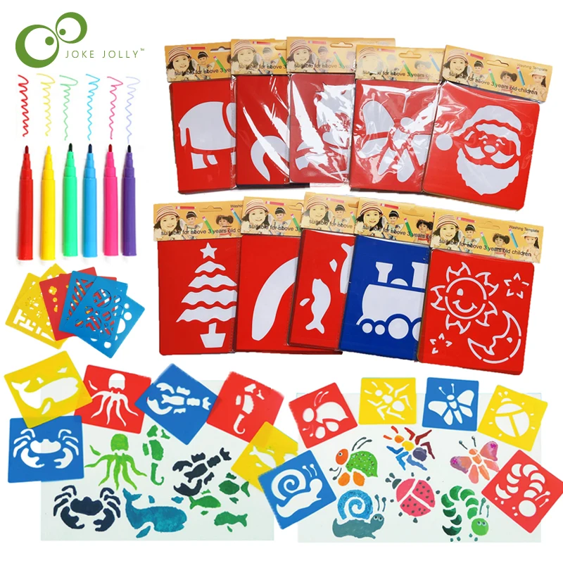 3 Set Ruler & Stencils Kids Children's Art & Crafts Stationery Measuring Kit Aid 