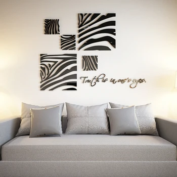 

3D Acrylic Crystal Stereo Wall Sticker Zebra Tattoo Creative Decoration Living Room Wall Decor Mirror Surface Wall Sticker
