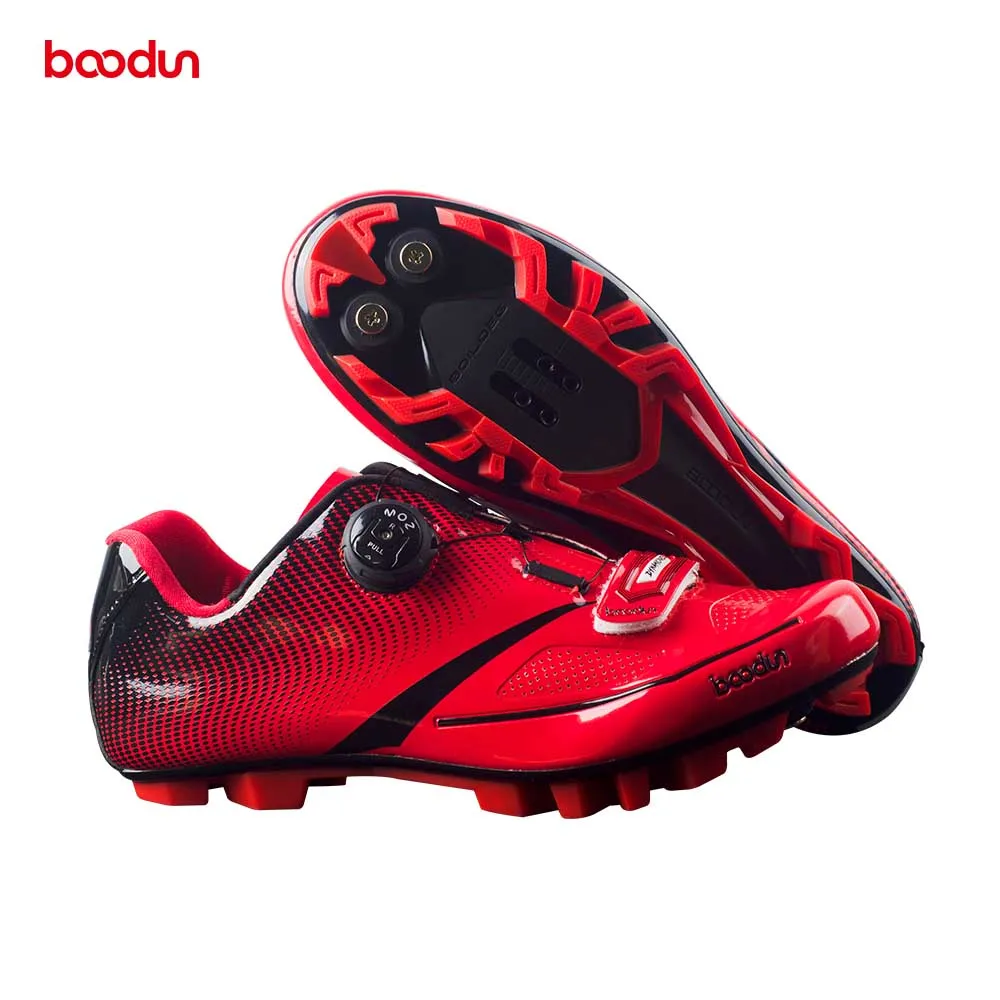 BOODUN велосипедная обувь добавить педаль SPD набор спорт на открытом воздухе дышащая нескользящая обувь Профессиональный Горный велосипед самоблокирующийся - Цвет: red