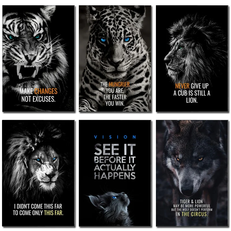 Animal Motivation Wall Art Printed on Canvas