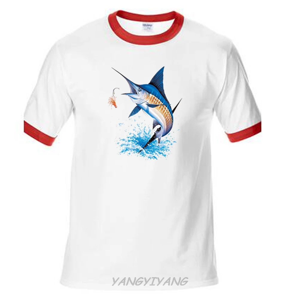 Blue Marlin, футболка с морским рыбаком, летняя брендовая футболка, Мужская футболка - Цвет: smae as picture