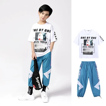 

Jazz Dance Costume For Boys Summer Street DanceWear T-Shirt Sports Pants Hip Hop Performance Clothing Kids Rave Outfits DQS4059
