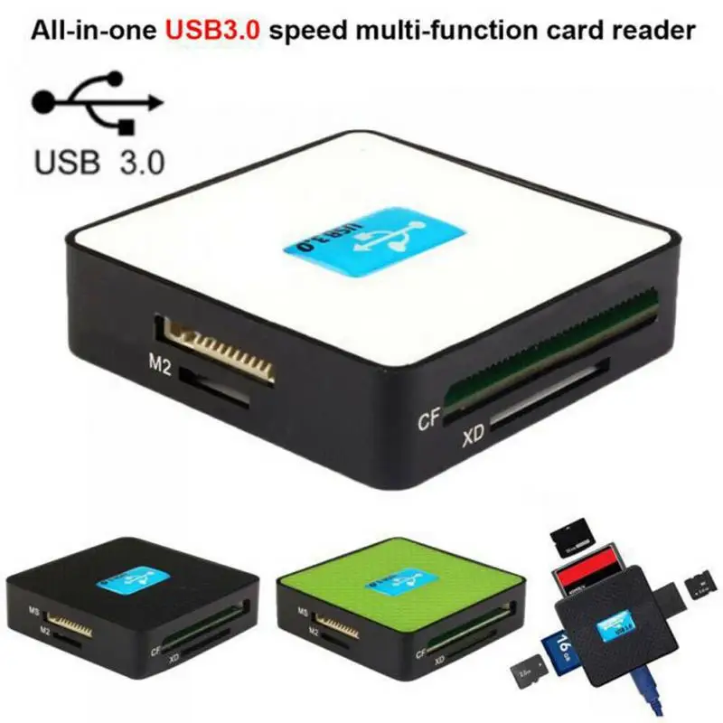 Все в одном USB3.0 кардридер SD TF CF XD M2 MS флэш-карта памяти мини-кардридер с датой