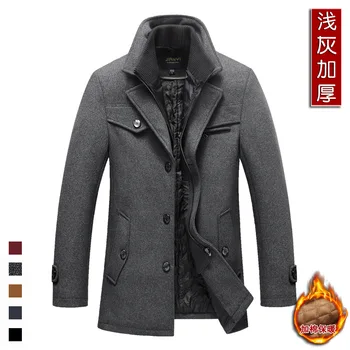

Autumn and winter 2019 new men's woolen coat men's double collar coat wholesale cross-border goods source wise Amazon men's wear