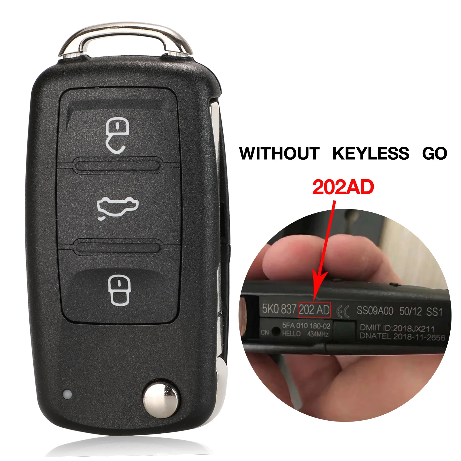 Kutery Keyless go 5K0837202AJ 3 кнопки дистанционного ключа для VW Caddy Eos Golf Jetta Beetle Polo Tiguan Touran