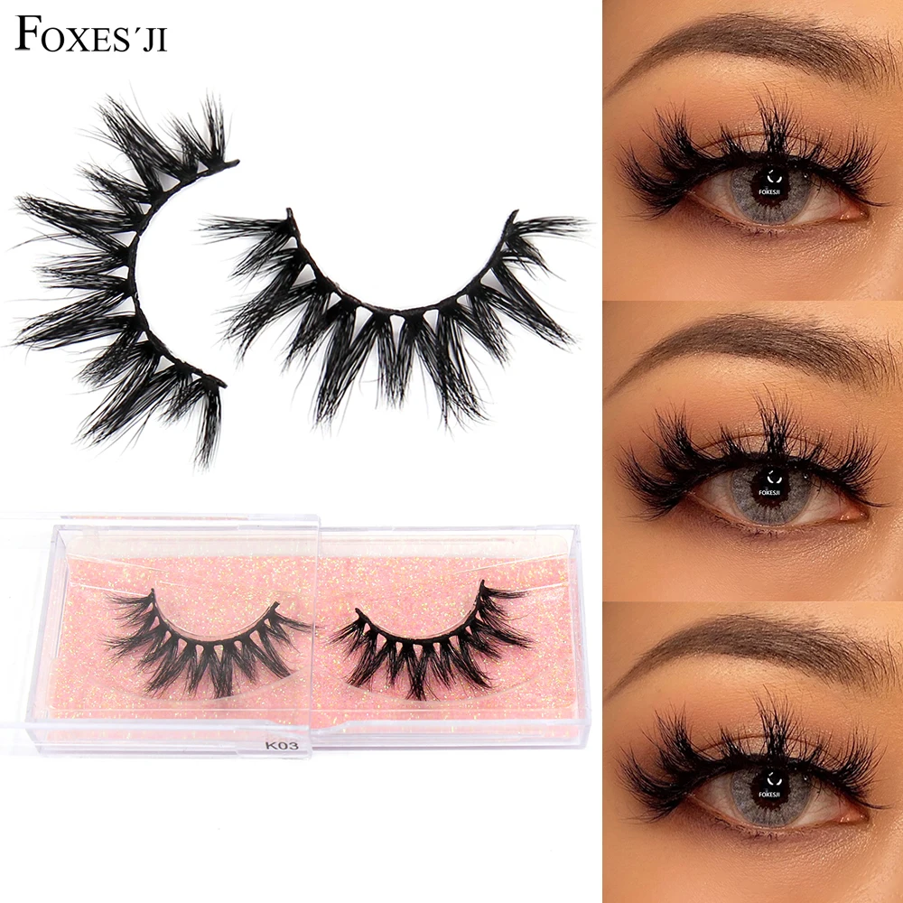

FOXESJI Makeup 3D Lashes Mink Eyelashes Cruelty free Handmade Fluffy Dramatic False Eyelashes Eye Lashes Cross Mink Lashes K03