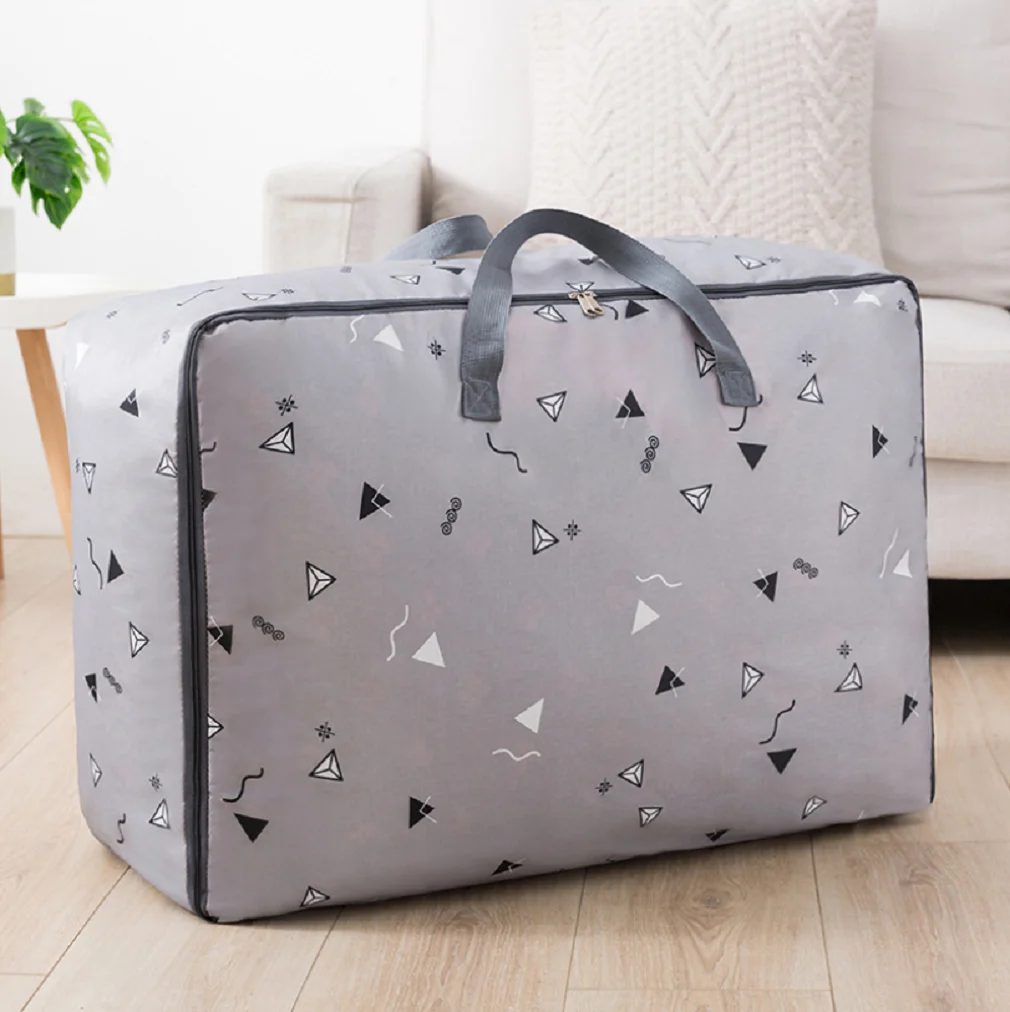 Большая сумка для хранения Оксфорд коробка одежда одеяло постельные принадлежности одеяло Прачечная подушки на молнии - Цвет: Серый