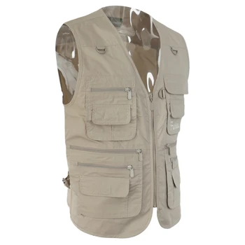 

Men's Outdoor Pocket Jacket Beige Fishing Hunting Photography Vest Waistcoat