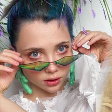 WISHCLUB, кошачий глаз, солнцезащитные очки для женщин, брендовые, женские, солнцезащитные очки, Ретро стиль, металлическая оправа, зеркальные, для девушек, оттенки, тренд, треугольные очки