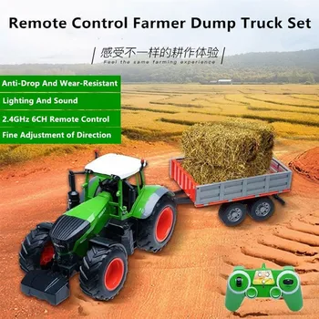 

Remote control farmer dump truck set RC 2.4G 25min simulation light and sound effect Electric toy farm engineering transporter