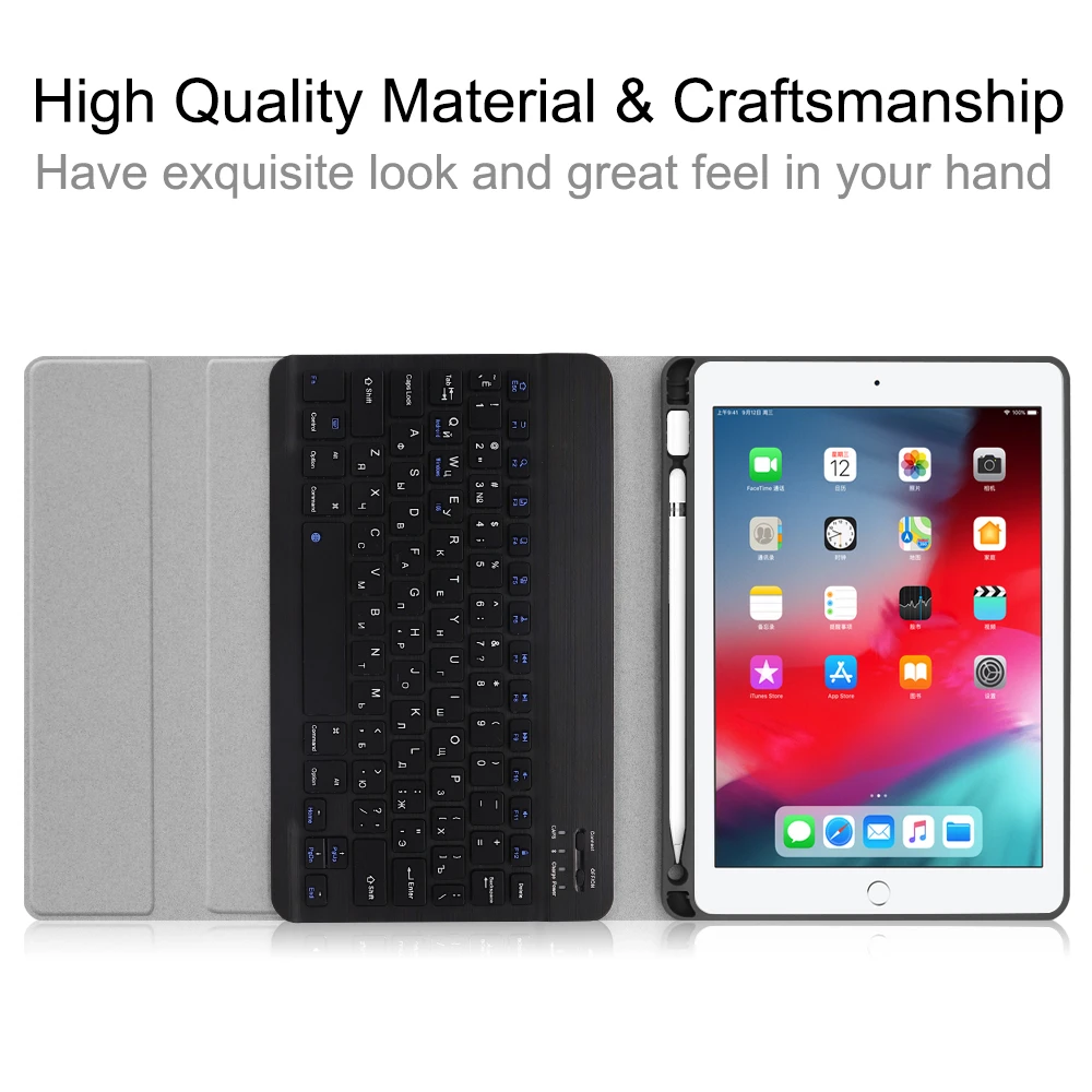 Для iPad Air 3 Pro 10 5 дюймов русская Bluetooth клавиатура и ткань зернистая кожа чехол для