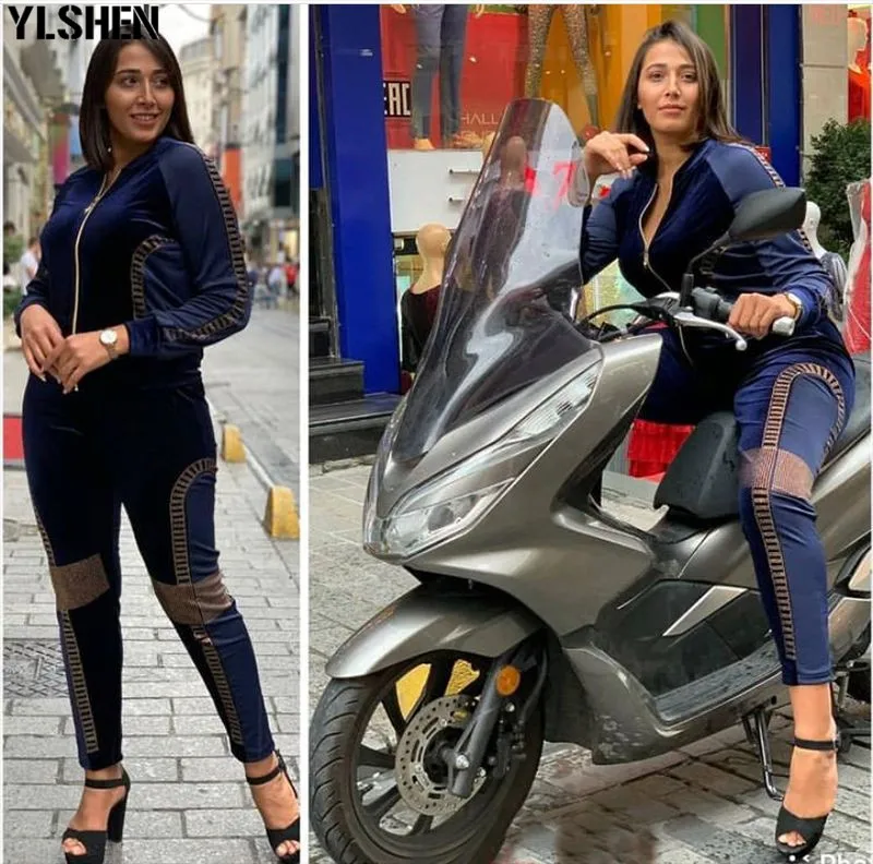 Velvet African Dresses for Women 2 Piece Set Dashiki Diamonds Pants Dress African Clothes Bazin Riche Famous Suit Vetement Femme 03