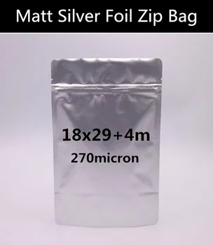 

Wholesale 50pcs 18cm*29cm+4cm 270mic Large Matt Silver Aluminum Foil Bag White Stand up Zip Lock Gift Bag