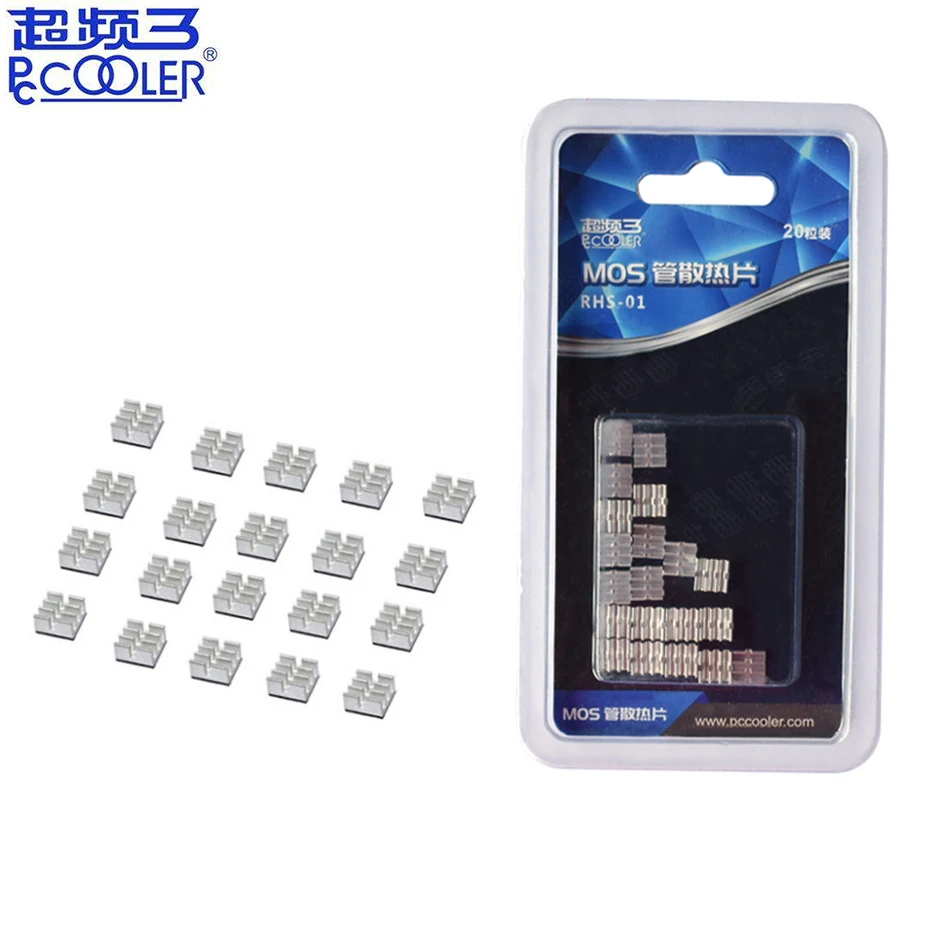 

Pccooler RHS-01 MOS 20PCS heat sink small IC chip cooling pure aluminum mute graphics card heatsink GPU VGA RAM radiator