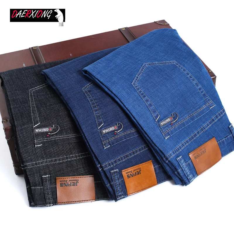 Brand 2019 Autumn New Men's Jeans Fashion Casual Business Elastic Force Jeans Straight Classic Slim Denim Pants Male Trousers