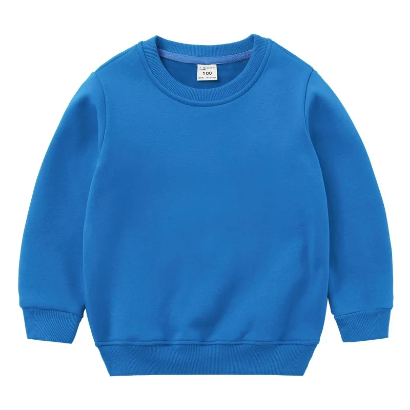 Толстовки для маленьких девочек, детские толстовки на зиму и весну, толстый бархатный свитер ярких цветов с длинными рукавами, Детская футболка, одежда - Цвет: blue