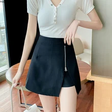 Houthion – Shorts pour femmes, Slim, décontracté, taille haute, avec fermeture éclair fendue, couleur unie, nouvelle collection été