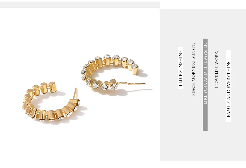 YMYW Statement Rhinestone Stud Earrings Gift Temperament Brand Vintage Fashion C-Design Earrings for Women Brincos Jewelry