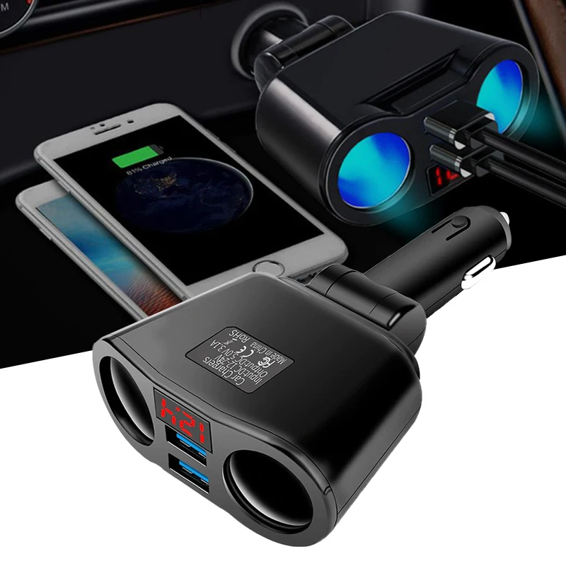 Автомобильное зарядное устройство с двумя USB портами 3 1 А адаптер питания ЖК
