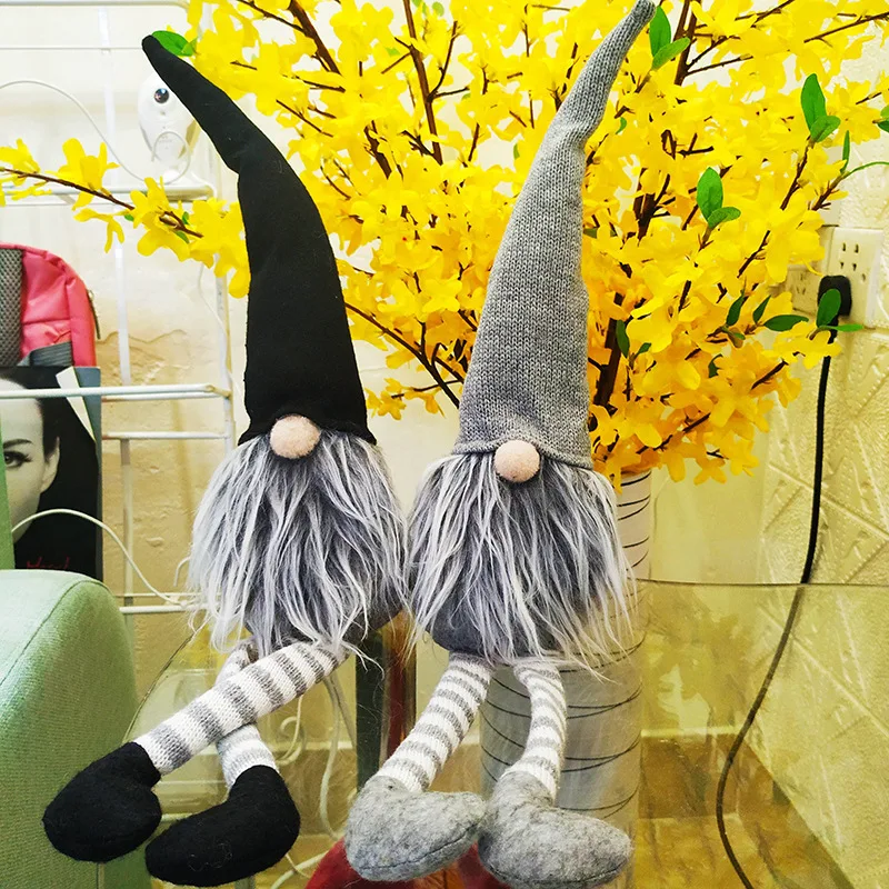 Tomte Gnome украшения стоящая осанка Рождественская Кукла оконный орнамент подарок вечерние игрушки с длинными ногами в полоску