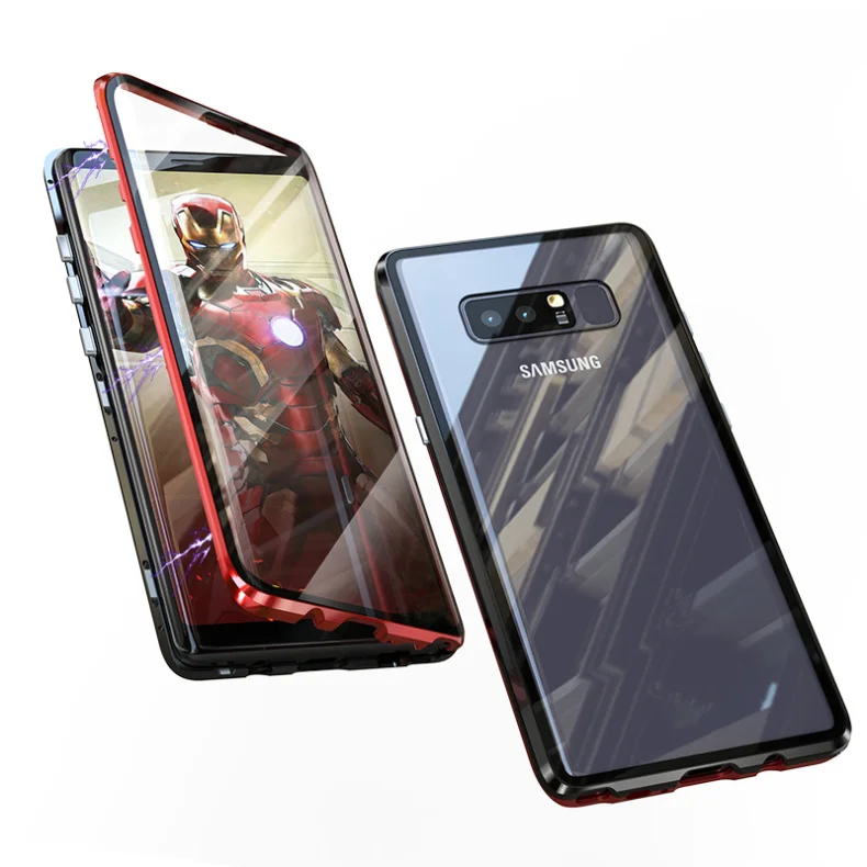 Роскошный чехол для samsung Galaxy Note 8 чехол полностью защищающий телефон магнит задний экран из закаленного стекла и алюминия металлический чехол Note8