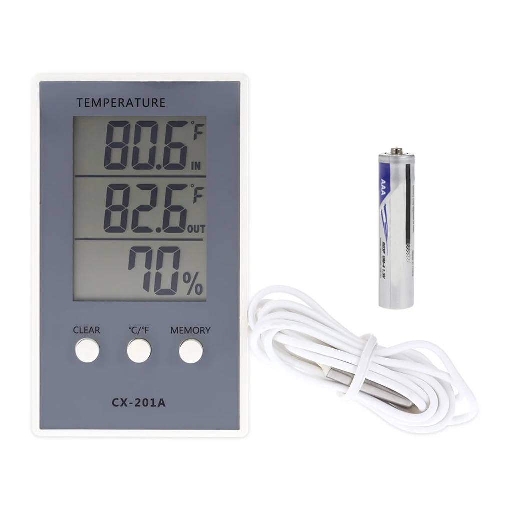 

New CX-201A LCD Digital Thermometer Hygrometer Indoor/Outdoor Fish Tank Temperature Humidity Measurer Weather Station Tester