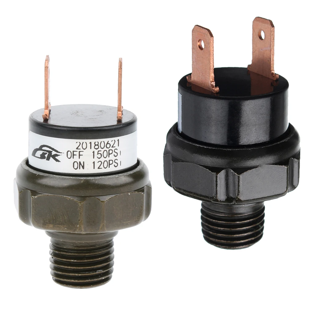 1 Pair Air Pressure Control Switch Train Horn for Compressor Air Tank Black