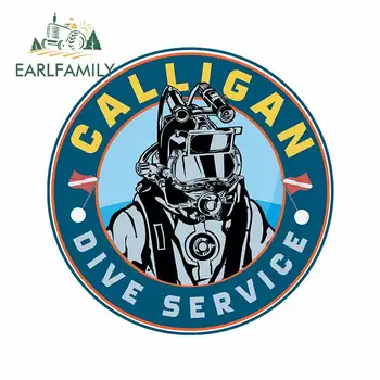 

EARLFAMILY 13cm x 12.9cm for Calligan Dive Service RV Car Stickers Windows Scratch-proof Cartoon Vinyl Car Wrap Waterproof Decal