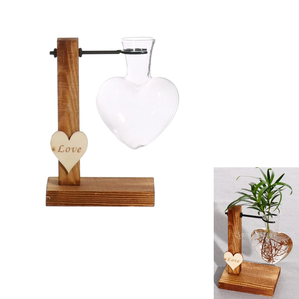 Glass Vase with Wooden Stand, Nice Decorative Crafts in the Bedroom, Living Room, Office, etc.