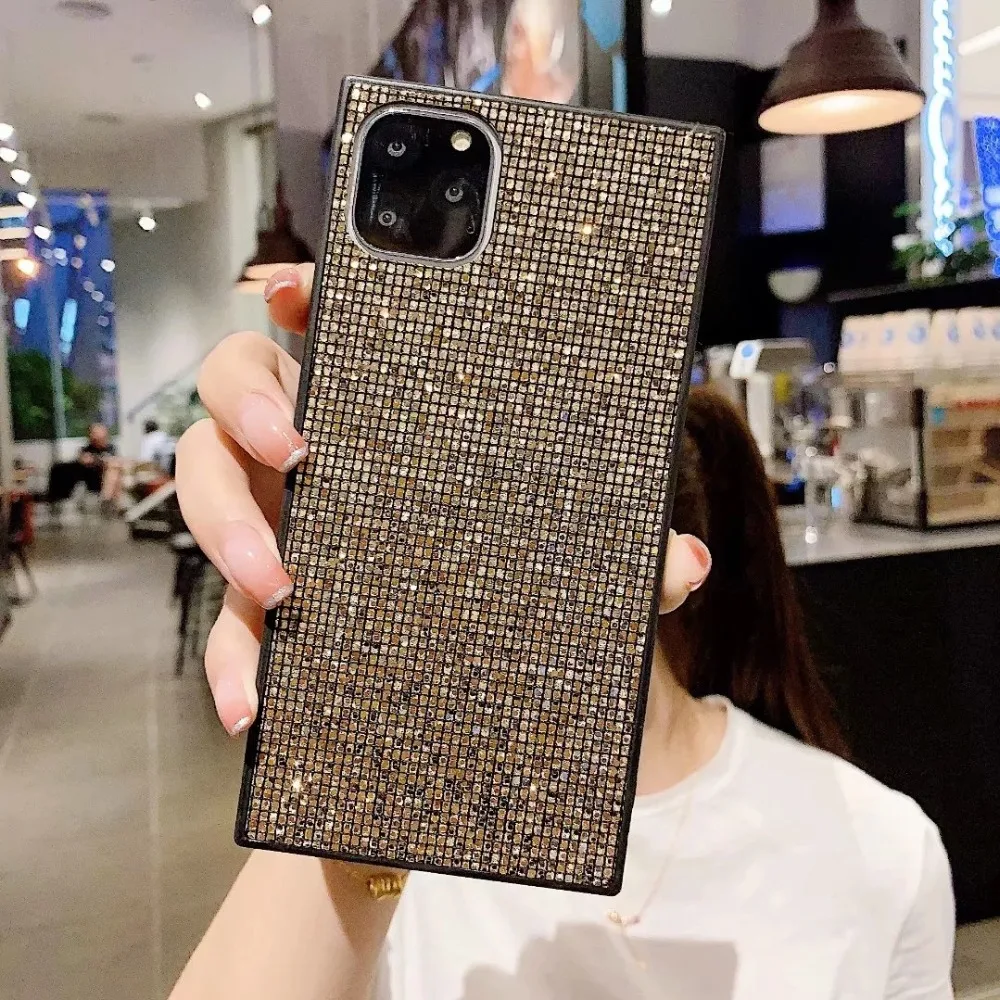Роскошный модный дизайн квадратной коробки, блестящий чехол для iPhone 11 Pro Max XS Max XR X 8 7 Plus