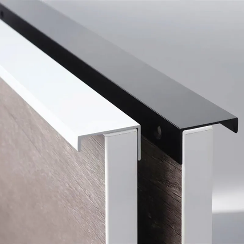 Black Silver Brushed Mirror Hidden Cabinet Handles Stainless Steel