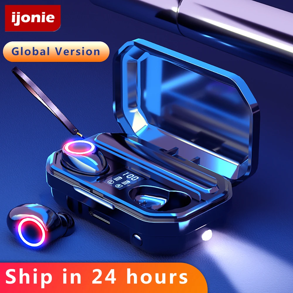 Светодиодный Bluetooth наушники беспроводные TWS сенсорное управление спортивные