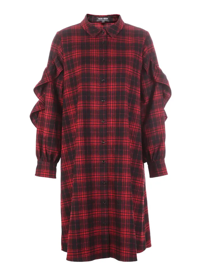 Vero Moda женское расклешенное платье в клетку с отложным воротником | 31917D508