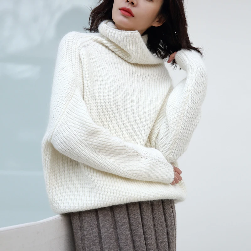 

Зимние свитера 2020, женский осенне-зимний Повседневный очень свободный плотный теплый пуловер с высоким воротом, мохеровый Шерстяной Свитер оверсайз