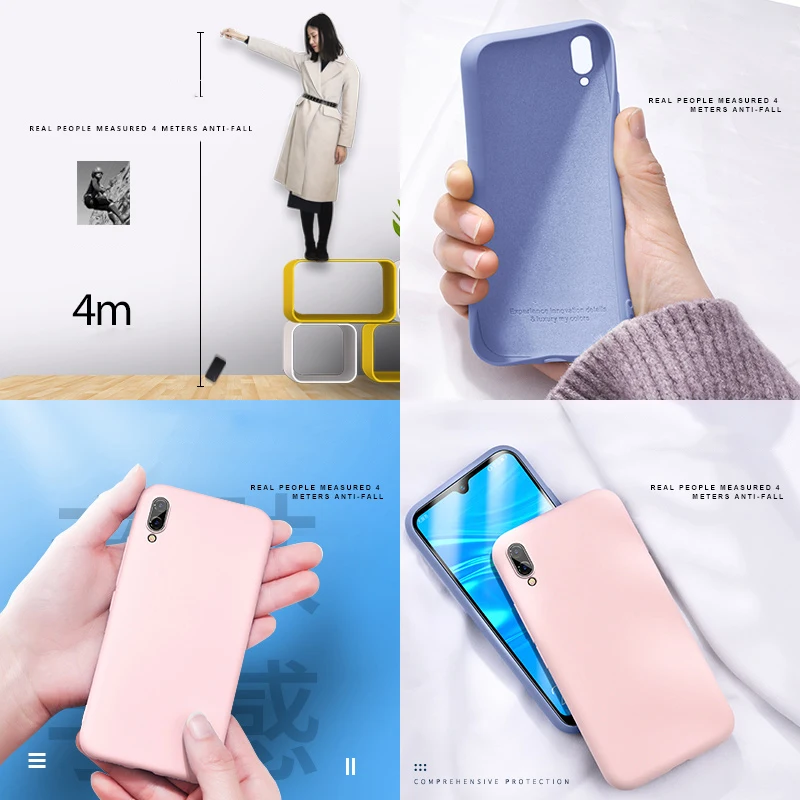 Роскошный чехол карамельного цвета из жидкого силикона ТПУ для Huawei P40 P30 P20 Lite Y5 Y6 Y7