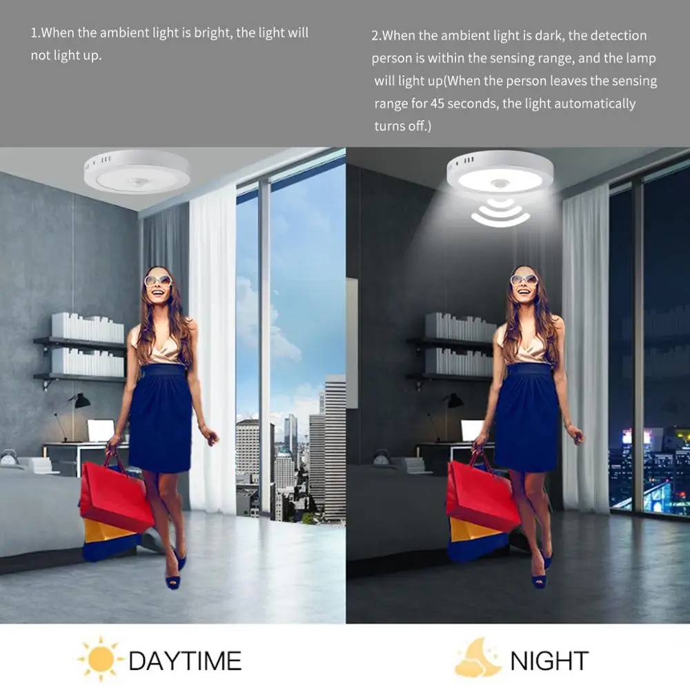AC110V 220V Night Lamp 6W 12W 18W Ceiling lighting PIR LED techo light Motion sensor Home hallway stairs Bath room Ceil lampara