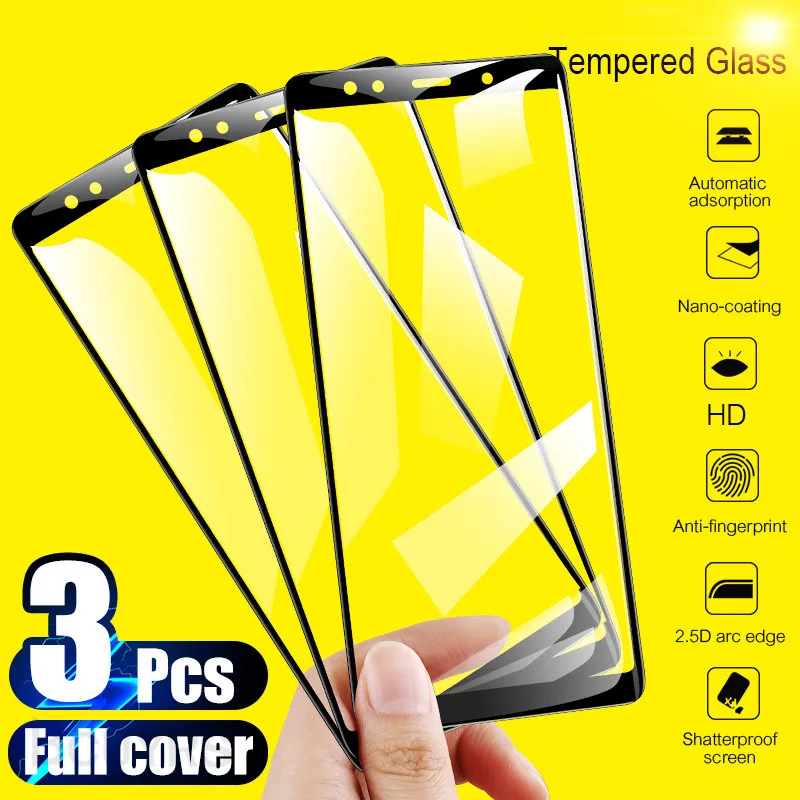 

3Pcs Protective Glass for Samsung Galaxy A7 A9 2018 J6 A6 A8 J4 Plus Screen Protector 9H Tempered Glass for Samsung J6 J4 2018