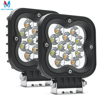 

MICTUNING 2Pcs 30W LED Pods WS 4.4 Inch Square 2918LM Off Road Driving Light Led Fog Lights Combo IP68 Work Light White Amber
