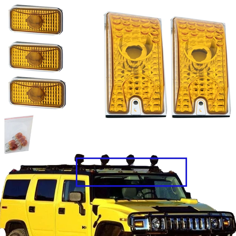 

10PCS Lens Cab Marker Light Top Roof Light Warning Light Dome Light Lamp For Hummer H2 SUV SUT 2003 2004 2005 206 2007 2008 2009