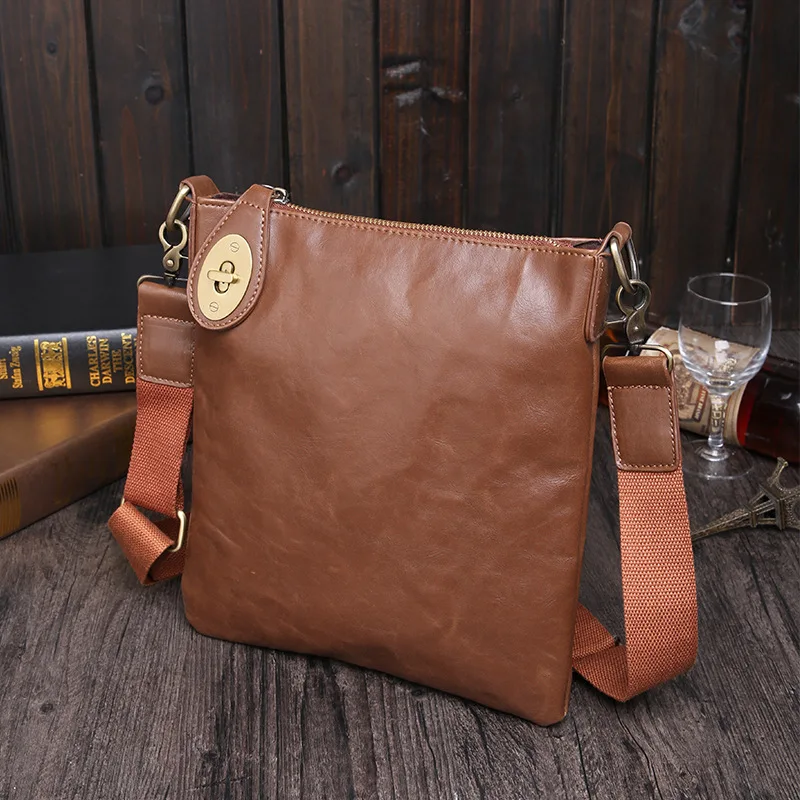 

New Korean Fashion Shoulder Bag Men's Minimalist Retro Leather Messenger Bag Fashion Men's Bags