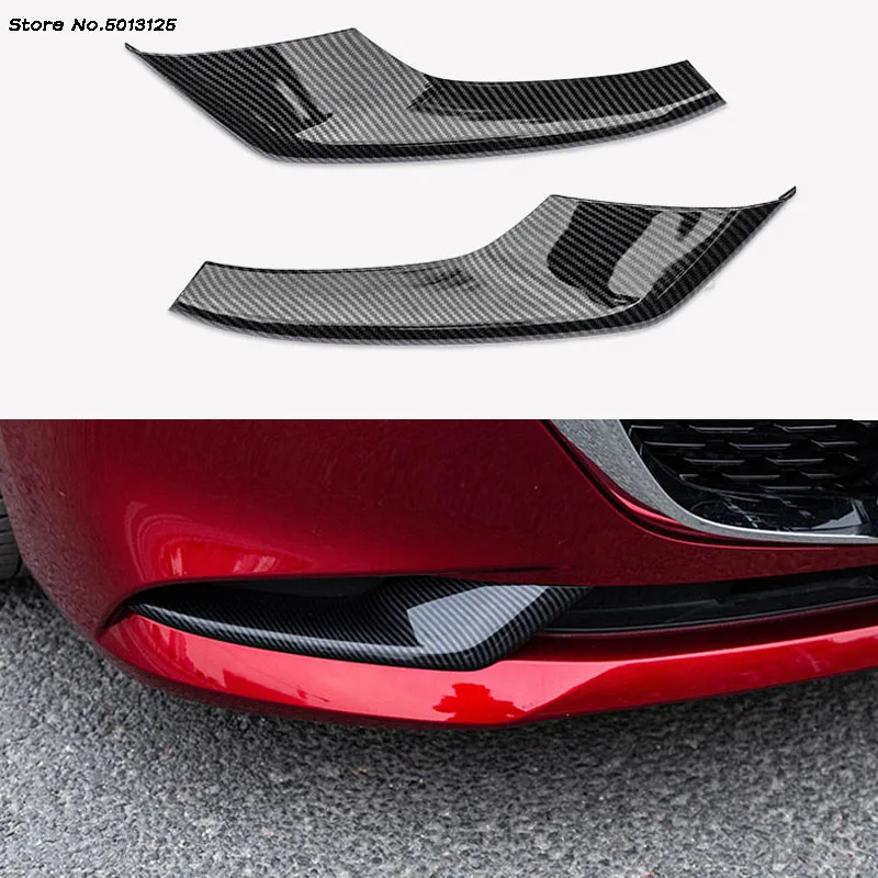 Carbon Fiber Передний угловой противотуманный светильник, защита Бампера, защита от трения, бампер, противотуманная фара, хромированные Блестки для Mazda 3 Axela - Цвет: Carbon Fiber