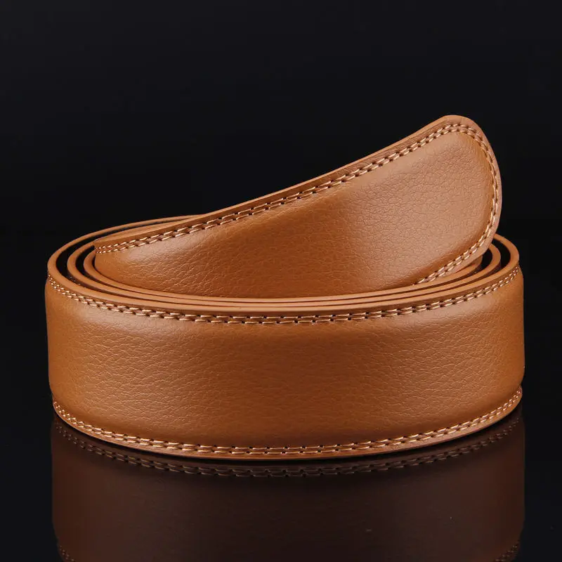 Шоколад Brand New No Buckle 3.5cm Wide Genuine Leather Automatic Belt Body Strap Without Buckle Belts Men Good Quality Male Belts - Цвет: Шоколад