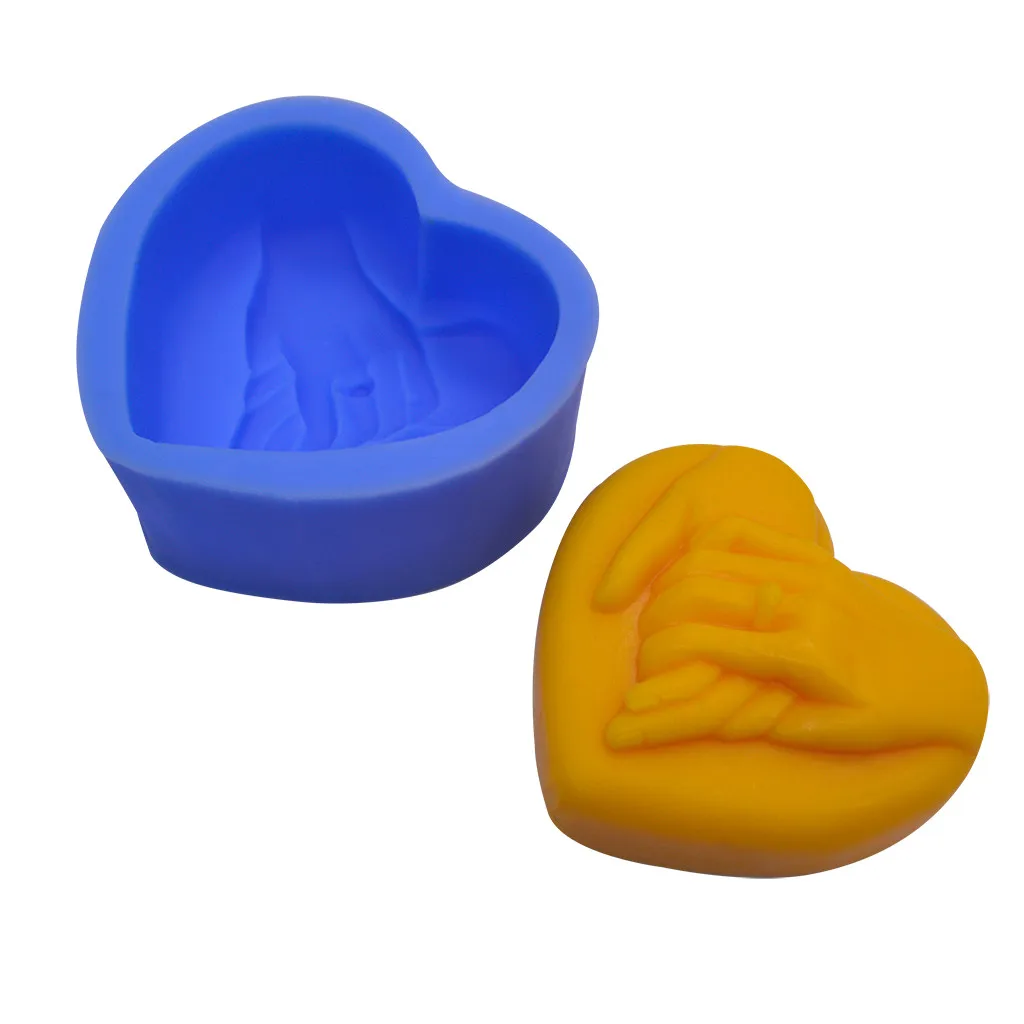 

Heart Love Silicone Soap Mold Hand in Hand Clay Cake Decorating Tools Silicone Mould Valentine's Day Holding hands JU25
