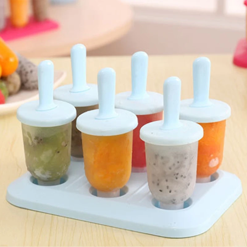 Set of 6 sicle Molds Ice Makers Bar Maker ABS Mold Kids Cream Tray Kitchen Supply |