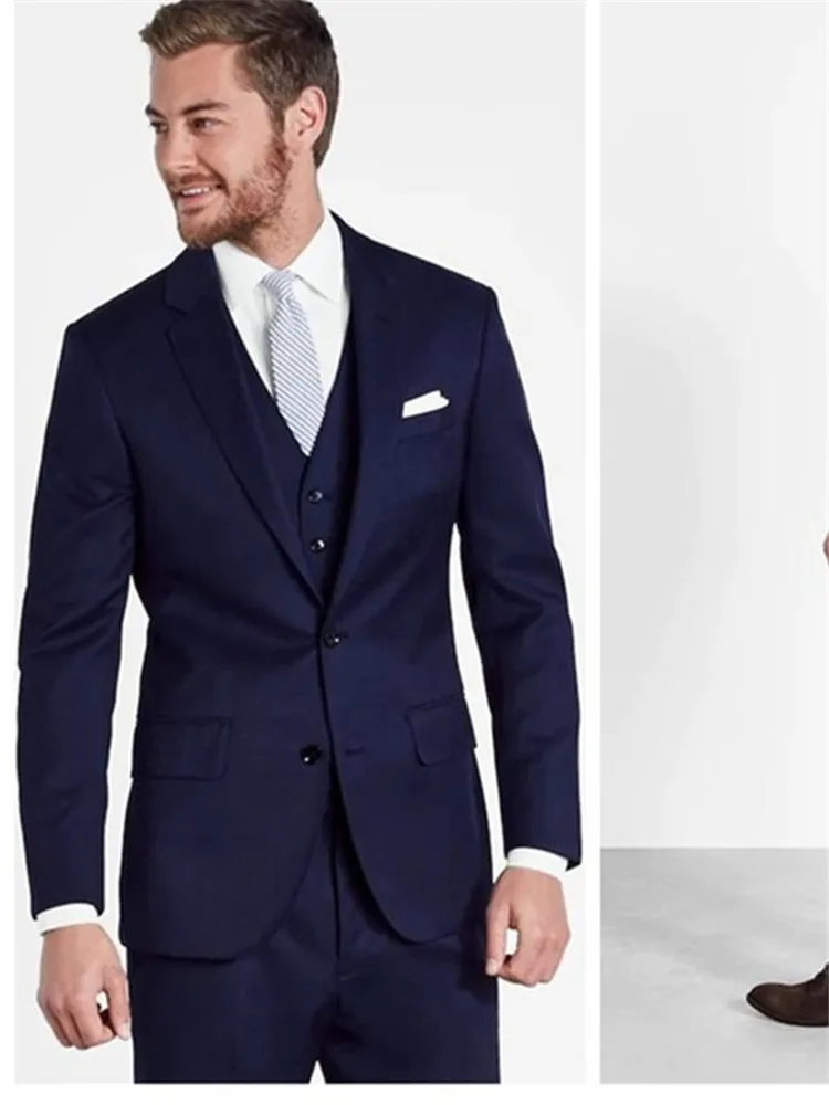 Мужской костюм Smolking Noivo Terno, приталенный, Easculino, вечерние костюмы для мужчин, темно-синие Женихи, смокинги, свадебные, официальные, деловые