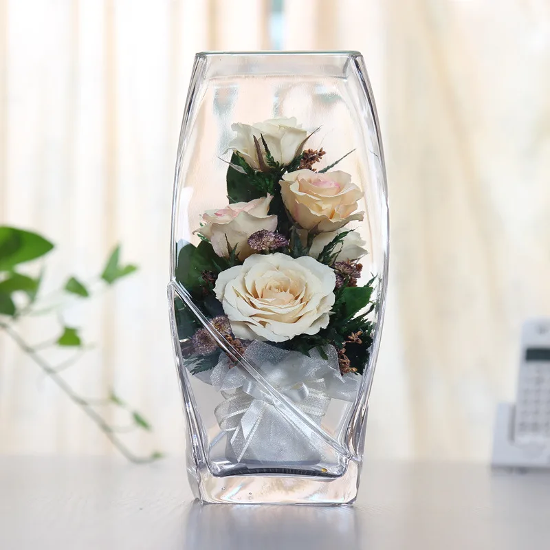 Импортные из Таиланда сохраненные свежими цветочными квадратными горлышками ваза вместительная Роза для подарка подруге