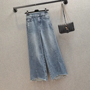 

Loose Vintage Woman Jeans 2020 Autumn Bleached Casual Boyfriend Denim Wide Leg Pants Oversize High Waist Jean