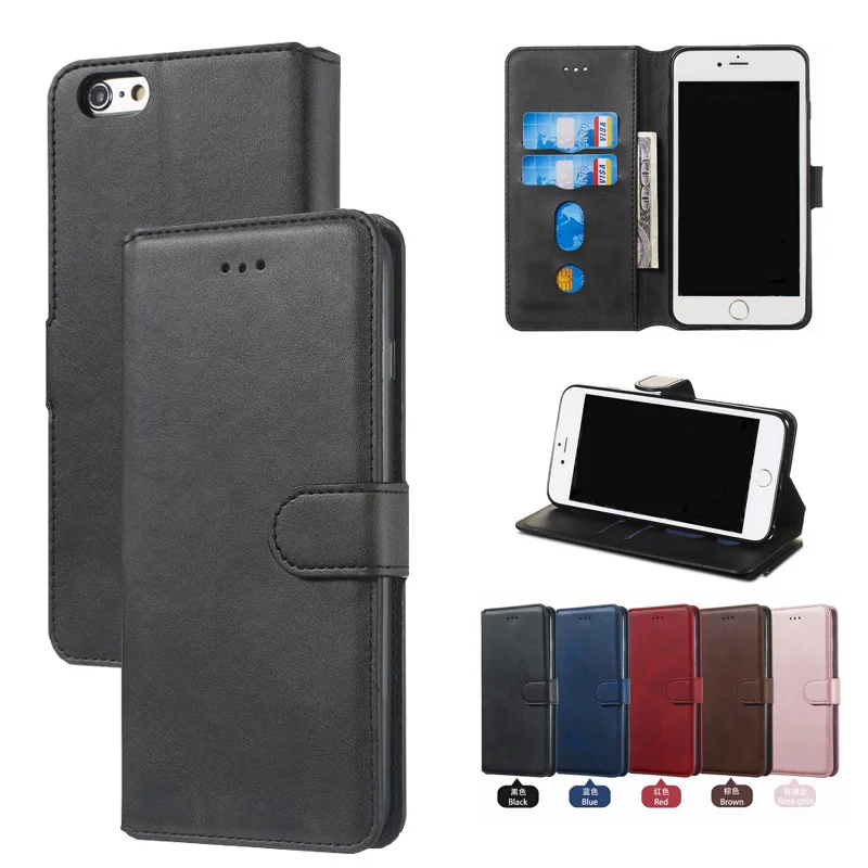 

Flip Phone Cases For iphone 5 S SE Cover Case Magnetic Closure Plain Wallet Leather Phone Bag For Apple Iphones SE 2020 5S Coque
