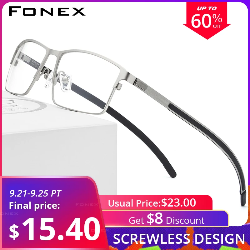

Titanium Alloy Optical Glasses Frame Men Ultralight Square Myopia Prescription Eyeglasses 2019 Male Metal Full Screwless Eyewear